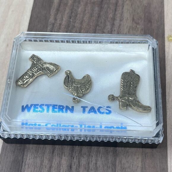 Vintage Gold Tone Western Tacs Hats Collars Ties Lapels - Picture 8 of 8